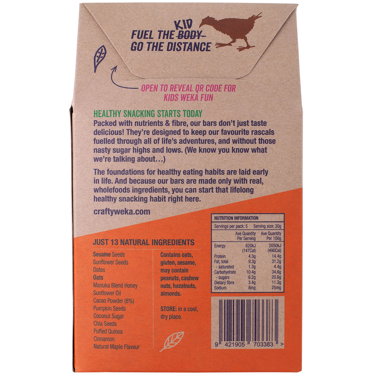 Kids Chocolicious Snack Bar 5 Pack | Crafty Weka-Crafty Weka-Matakana Pharmacy