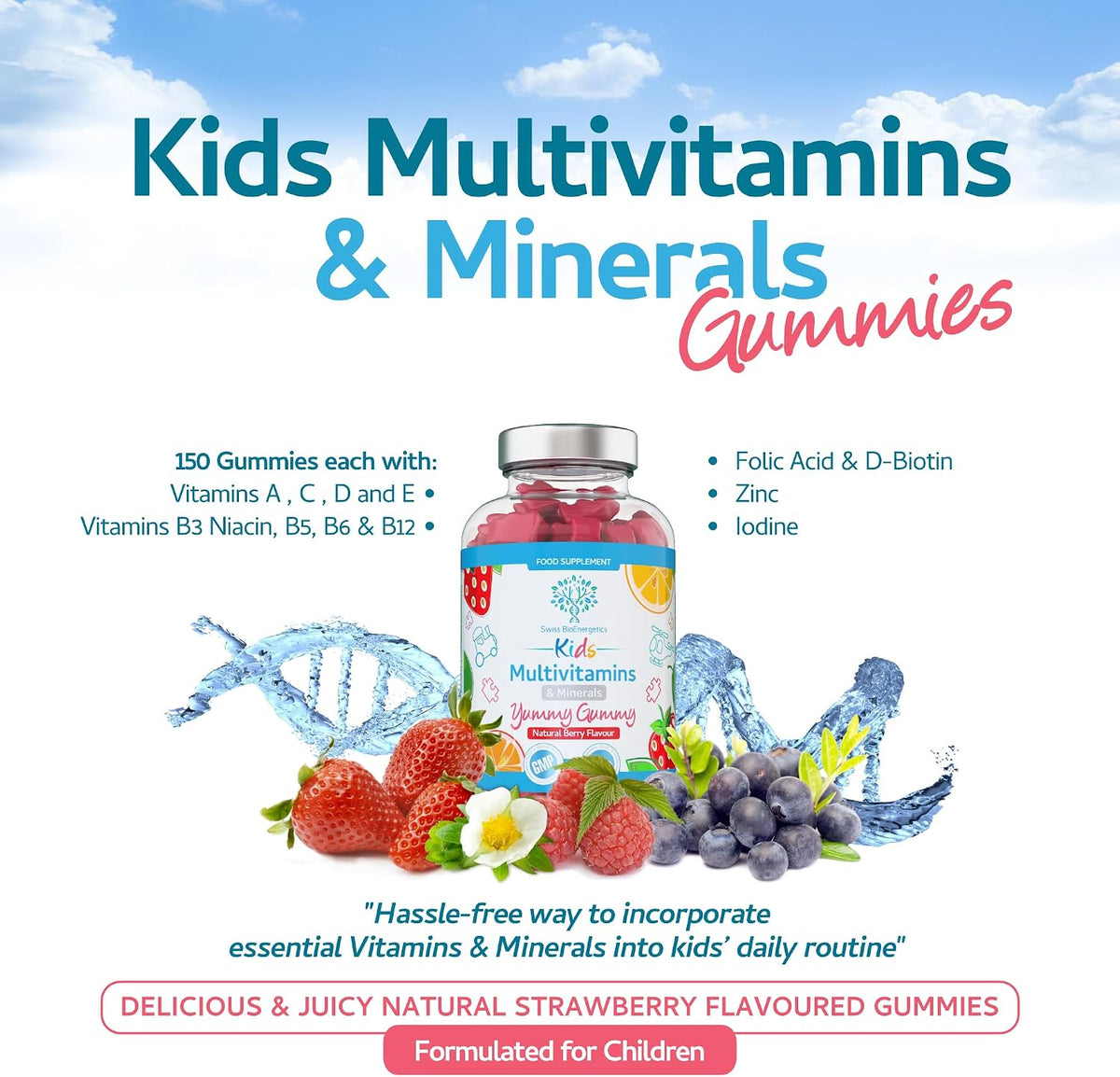 Kids Multivitamin & Multimineral Gummies Natural Berry 60-Swiss Bioenergetics-Matakana Pharmacy