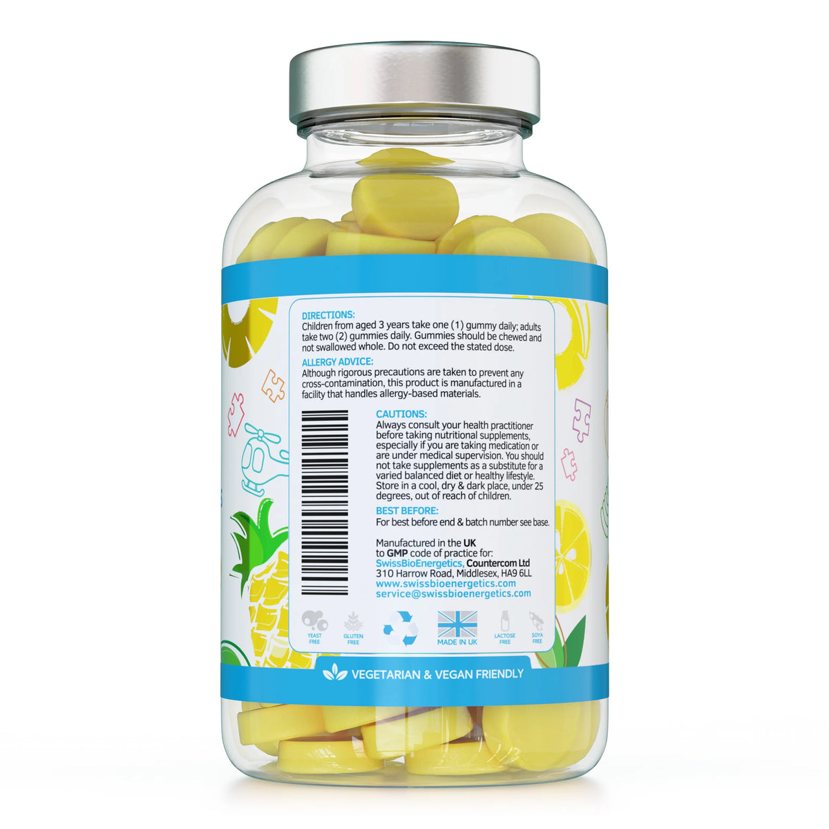 Kids Probiotic & Essential B Vitamin Gummies Pineapple 60-Swiss Bioenergetics-Matakana Pharmacy