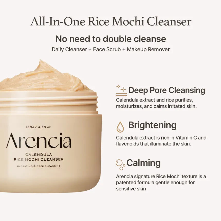 Calendula Rice Mochi Cleanser 120g-Arencia-Matakana Pharmacy