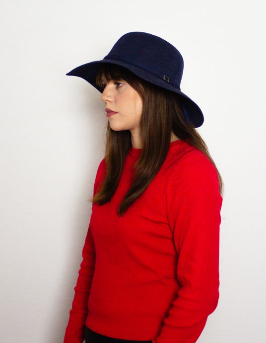 Female Model wearing Ladies Hat Avani Navy