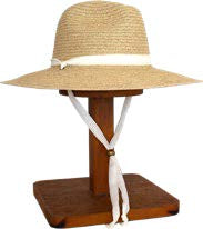 Ladies Hat Frankie Natural on a wooden stand
