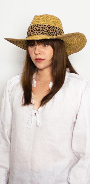 female model wearing Ladies Hat Hilton Tan