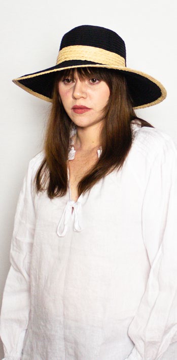 Female model wearing Ladies Hat India Black