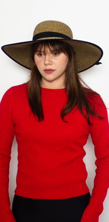 Female model wearing the Ladies Hat Maise Black Multi
