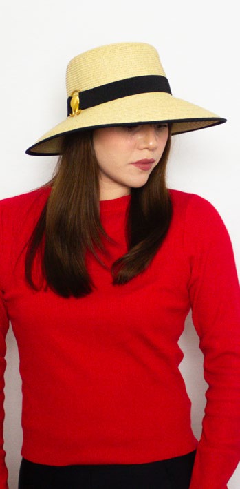Female model wearing Ladies Hat Pippin Natural