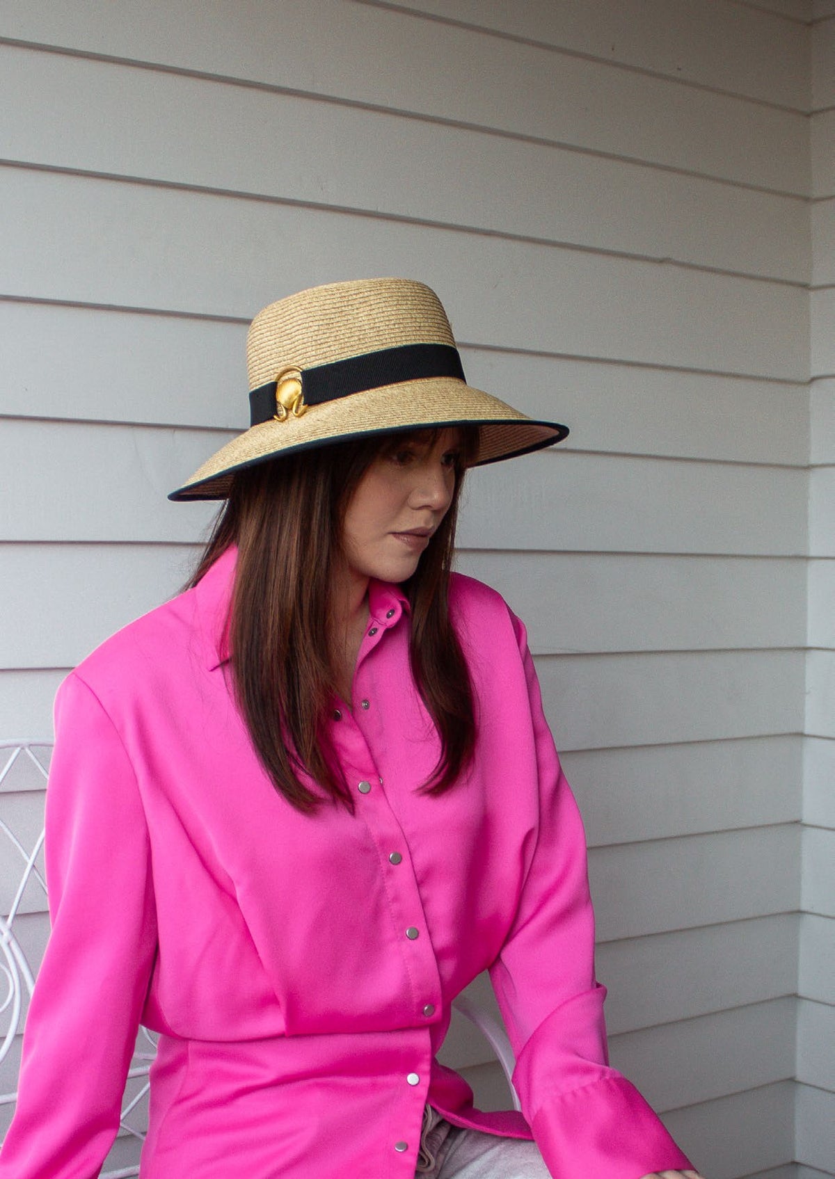 Female model wearing Ladies Hat Pippin Natural