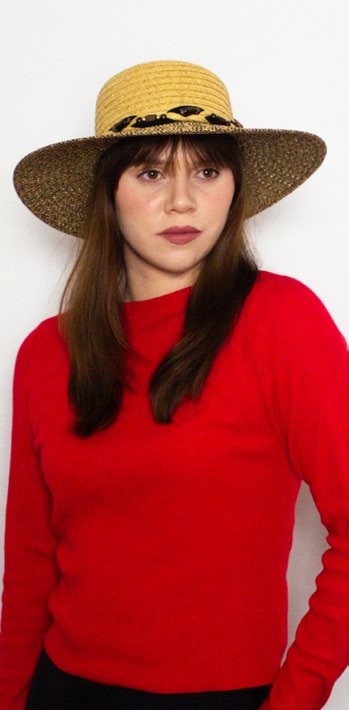 female model wearing Ladies Hat Rafi Tan multi
