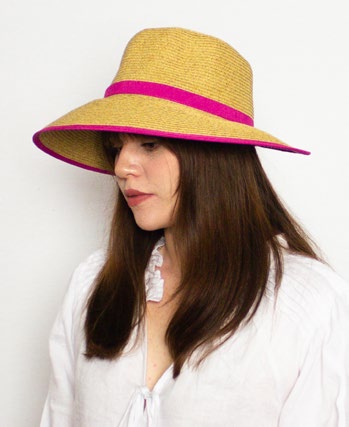 Female model wearing Ladies Visor Cayenne Purple
