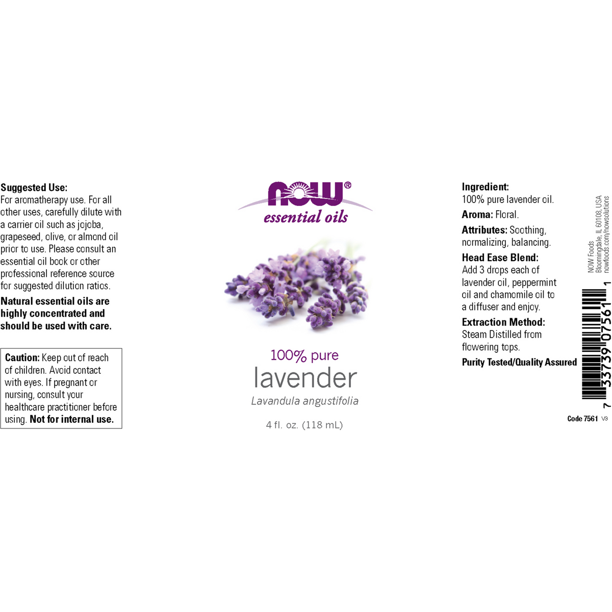 NOW Essential Oil 100% Pure Lavender 118ml-NOW Supplements-Matakana Pharmacy