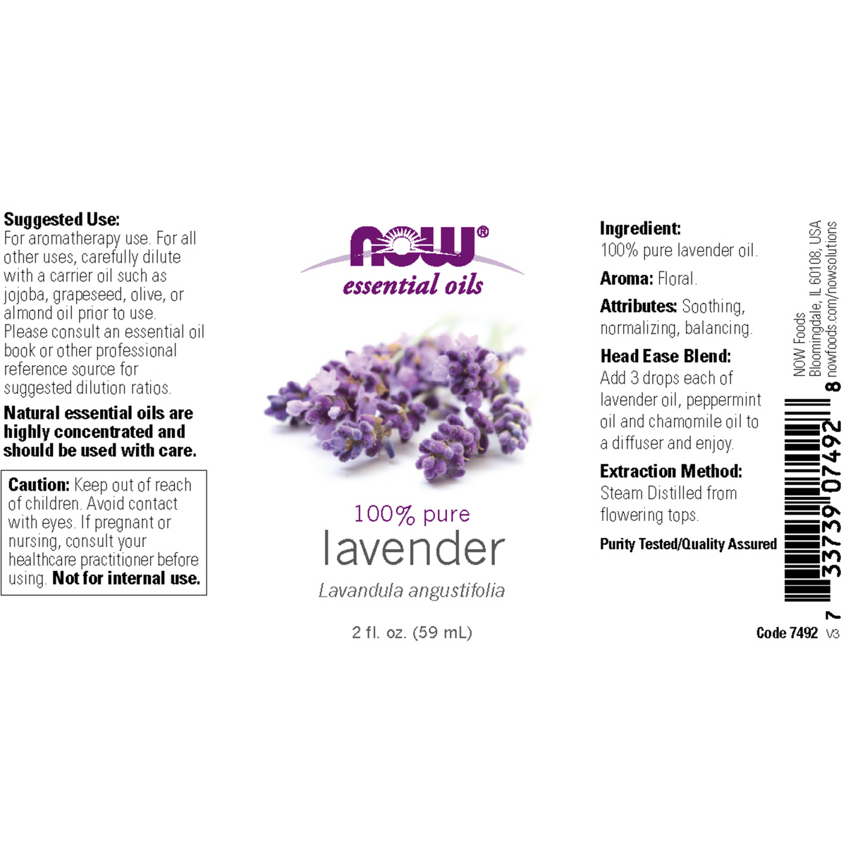 NOW Essential Oil 100% Pure Lavender 59ml-NOW Supplements-Matakana Pharmacy