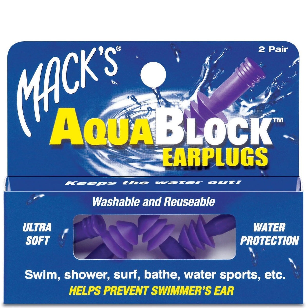 MACKS AquaBlock Purple 2 pairs-Matakana Pharmacy