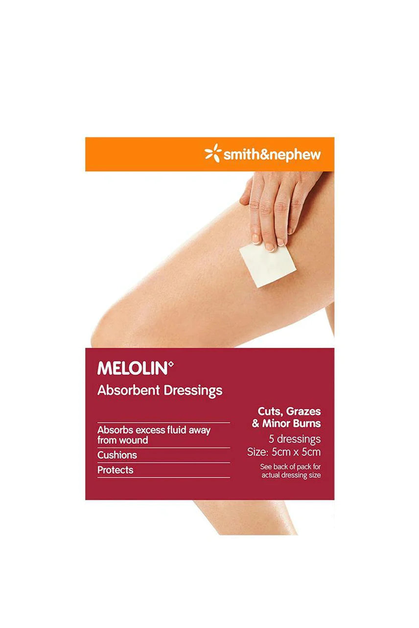 MELOLIN Absorbent Dressing 5x5cm 5 pack-Matakana Pharmacy