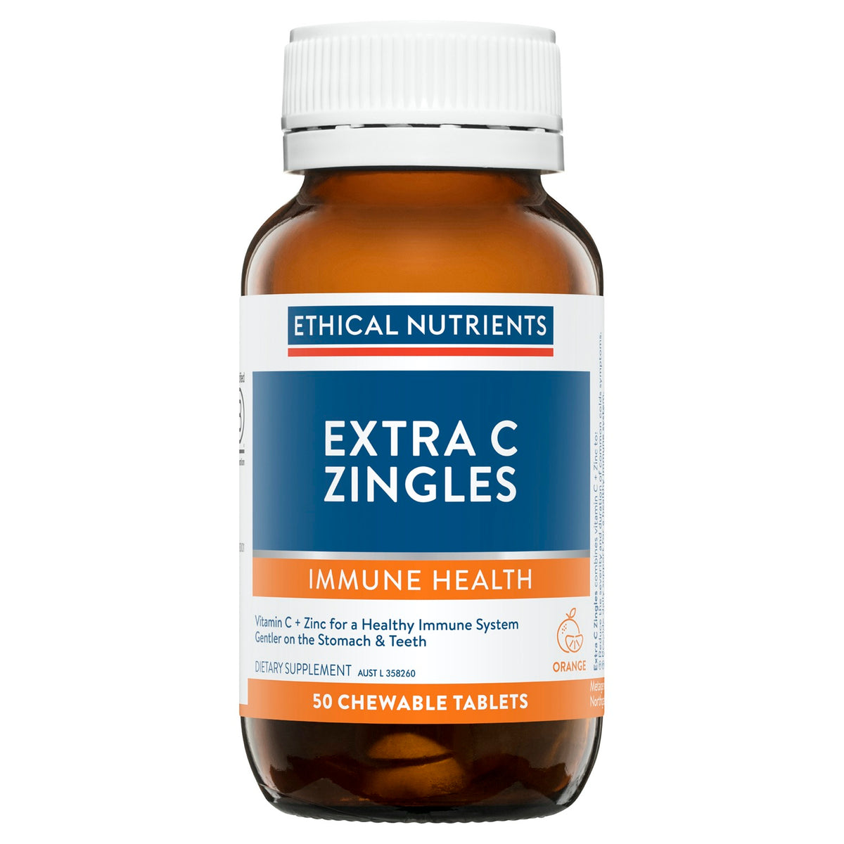 Extra C Zingles Orange 50 Chewable Tablets-Matakana Pharmacy
