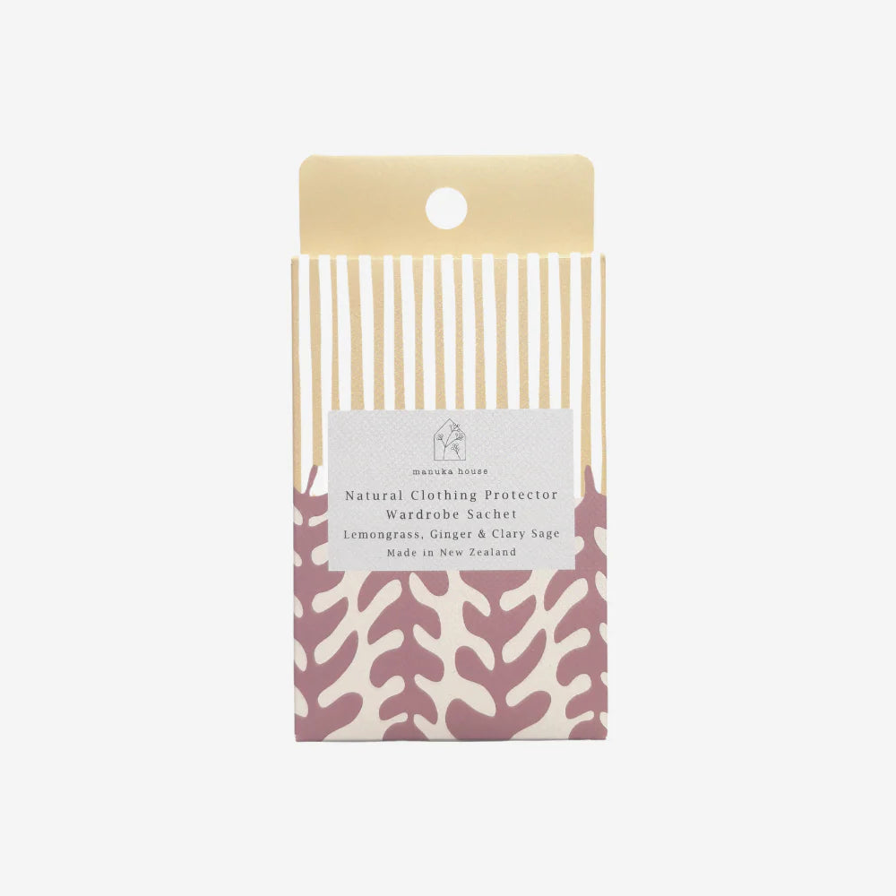 Contemporary Wardrobe Sachet Lemongrass, Ginger and Clary Sage-Manuka House NZ-Matakana Pharmacy