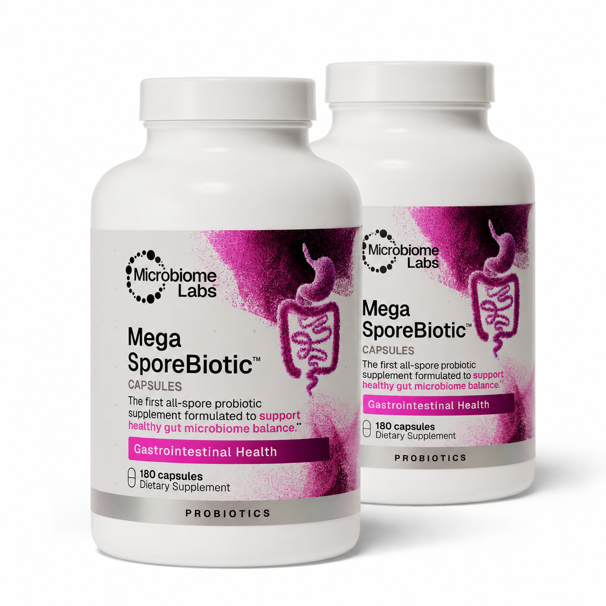 MegaSporeBiotic 180 capsules double pack, two bottles