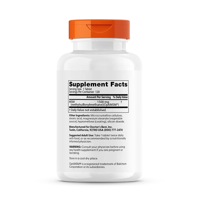 MSM 1500mg 120 Tablets | Joint Comfort & Mobility-Doctor's Best-Matakana Pharmacy