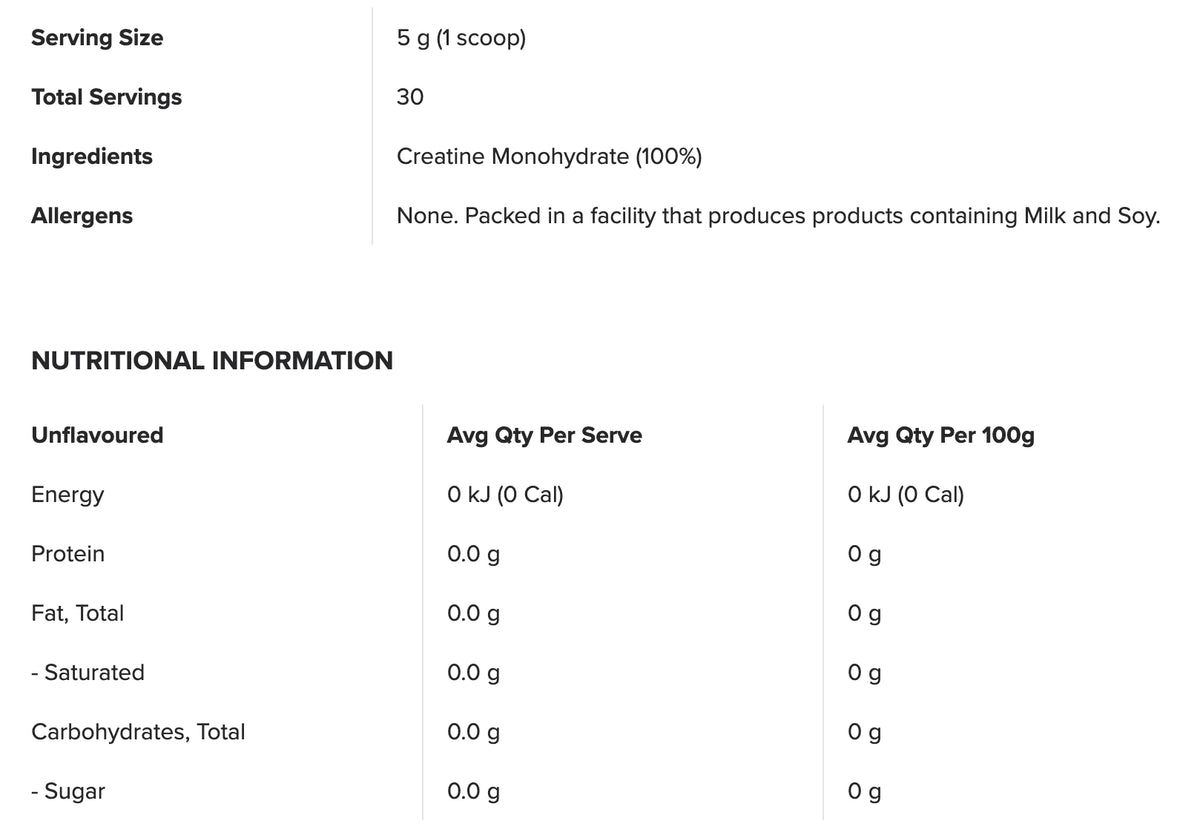 MUSCLENATION Creatine Monohydrate Unflavoured 150g-Matakana Pharmacy