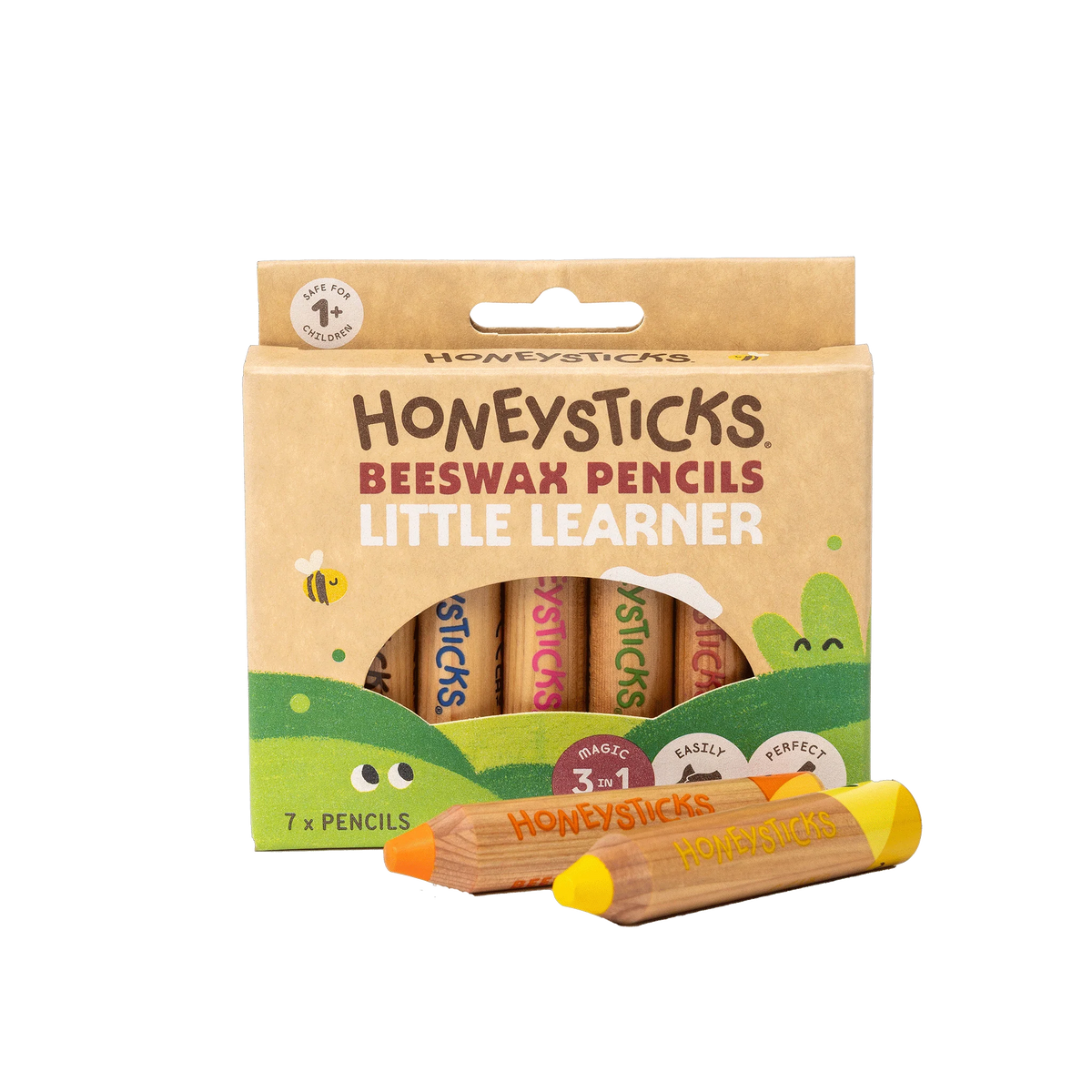 Honeysticks Magic 3-in-1 Beeswax Pencils Little Learners box with pencils in front