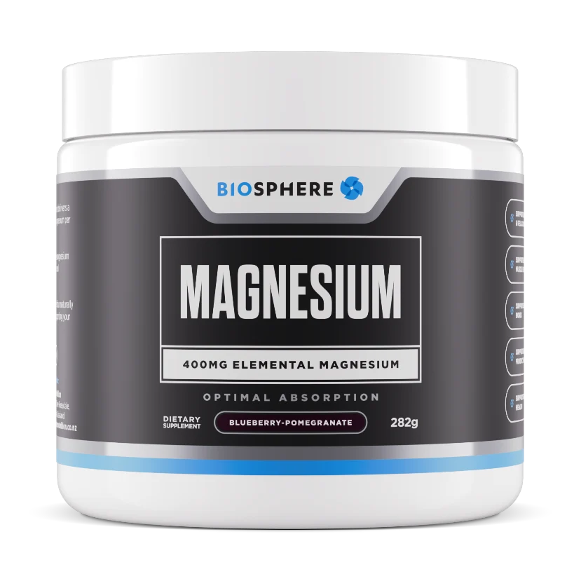 Magnesium 400mg (elemental) Powder 282g | Blueberry Pomegranate-Biosphere-Matakana Pharmacy