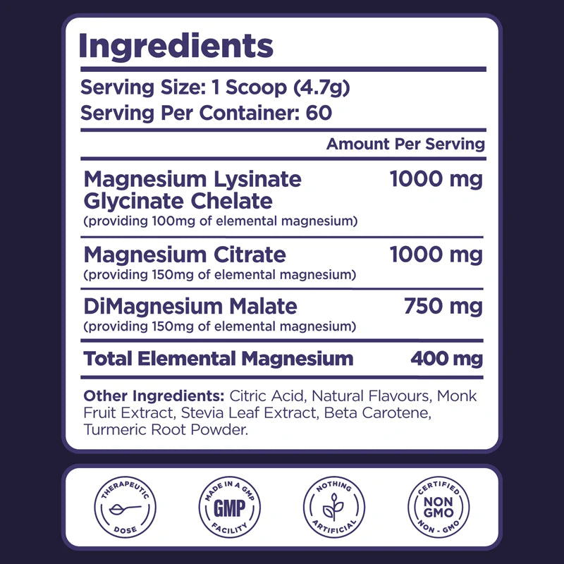 Magnesium 400mg (elemental) Powder 282g | Blueberry Pomegranate-Biosphere-Matakana Pharmacy