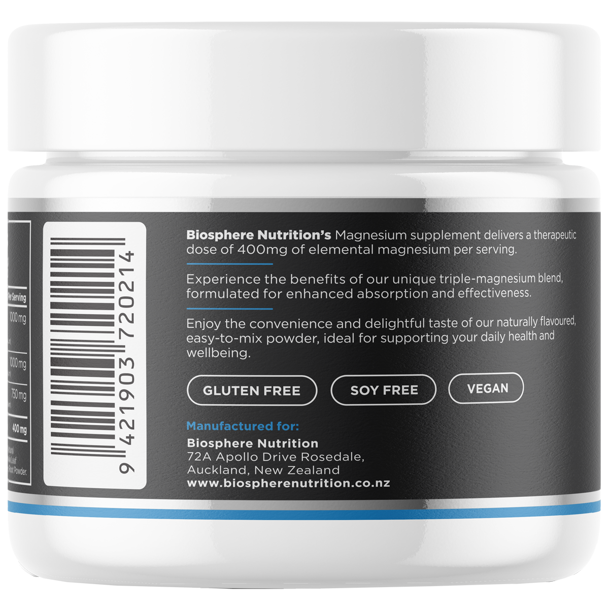 BIOSPHERE Magnesium powder 141g, Mango Pineapple Flavour-Biosphere-Matakana Pharmacy
