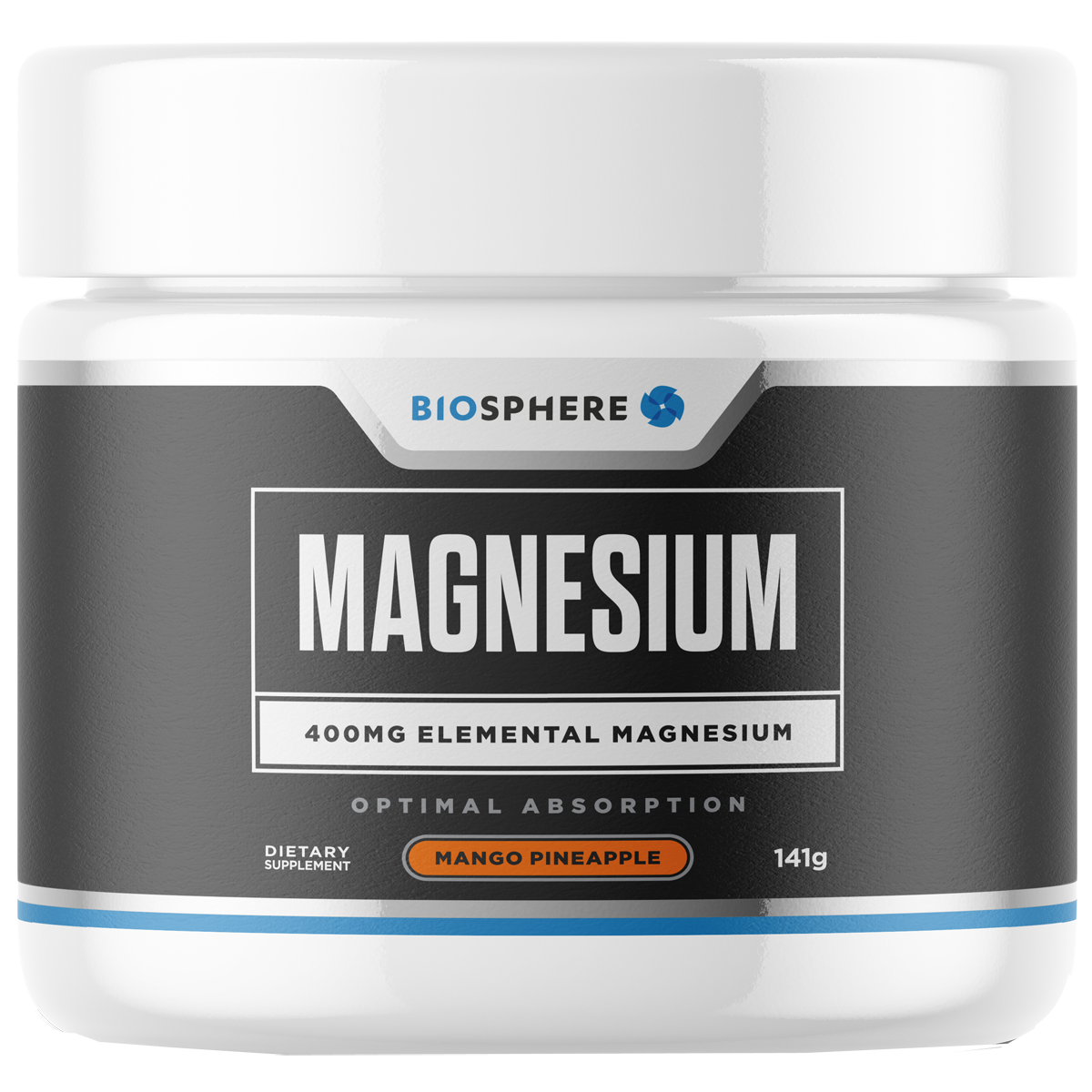 BIOSPHERE Magnesium powder 141g, Mango Pineapple Flavour-Biosphere-Matakana Pharmacy
