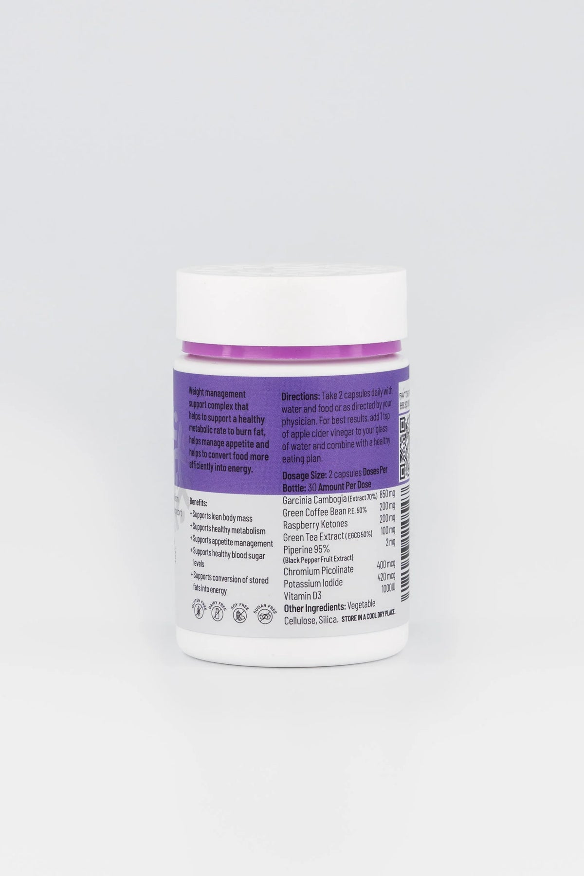 Image of the back of the label on the bottle of Metabolic Management 60caps