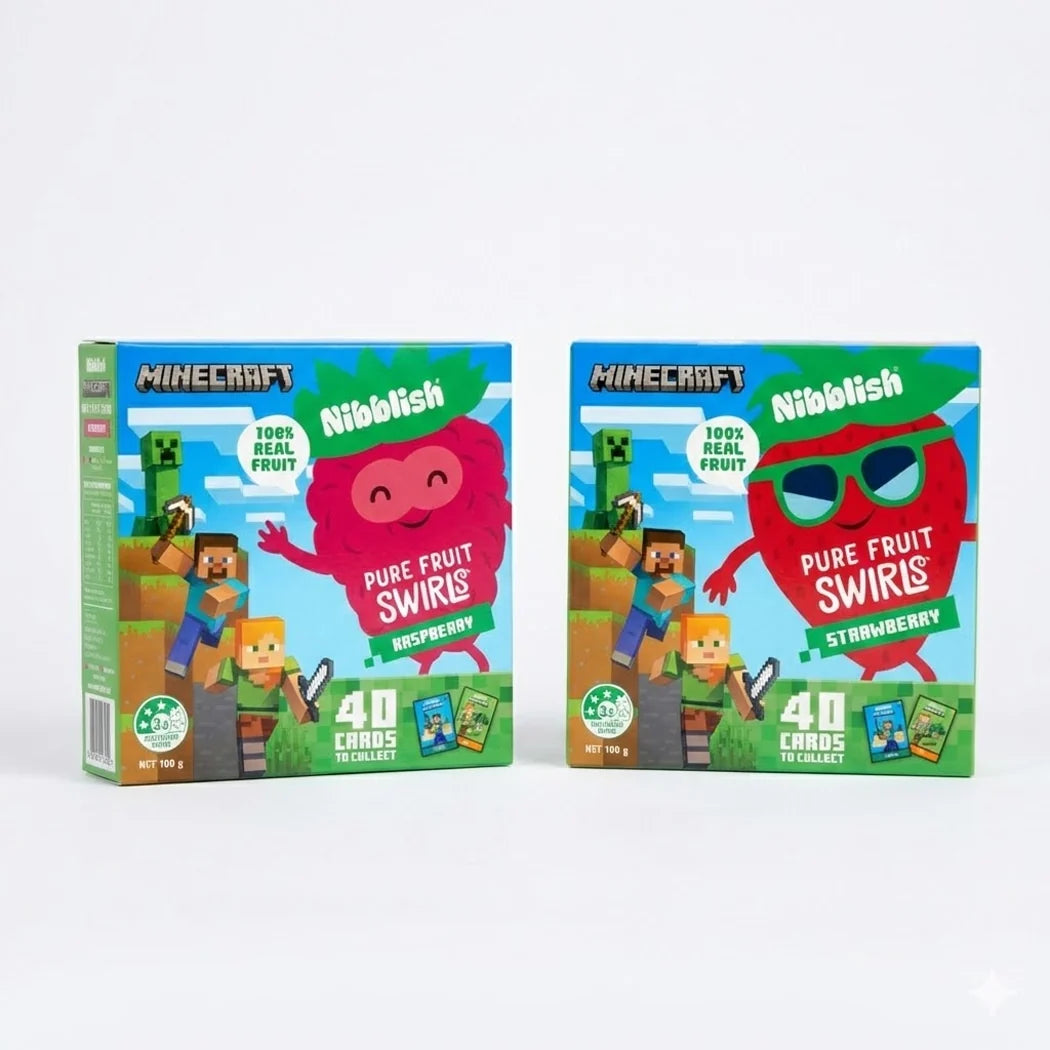 Minecraft Raspberry Pure Fruit Swirls 100g | Nibblish-Nibblish-Matakana Pharmacy