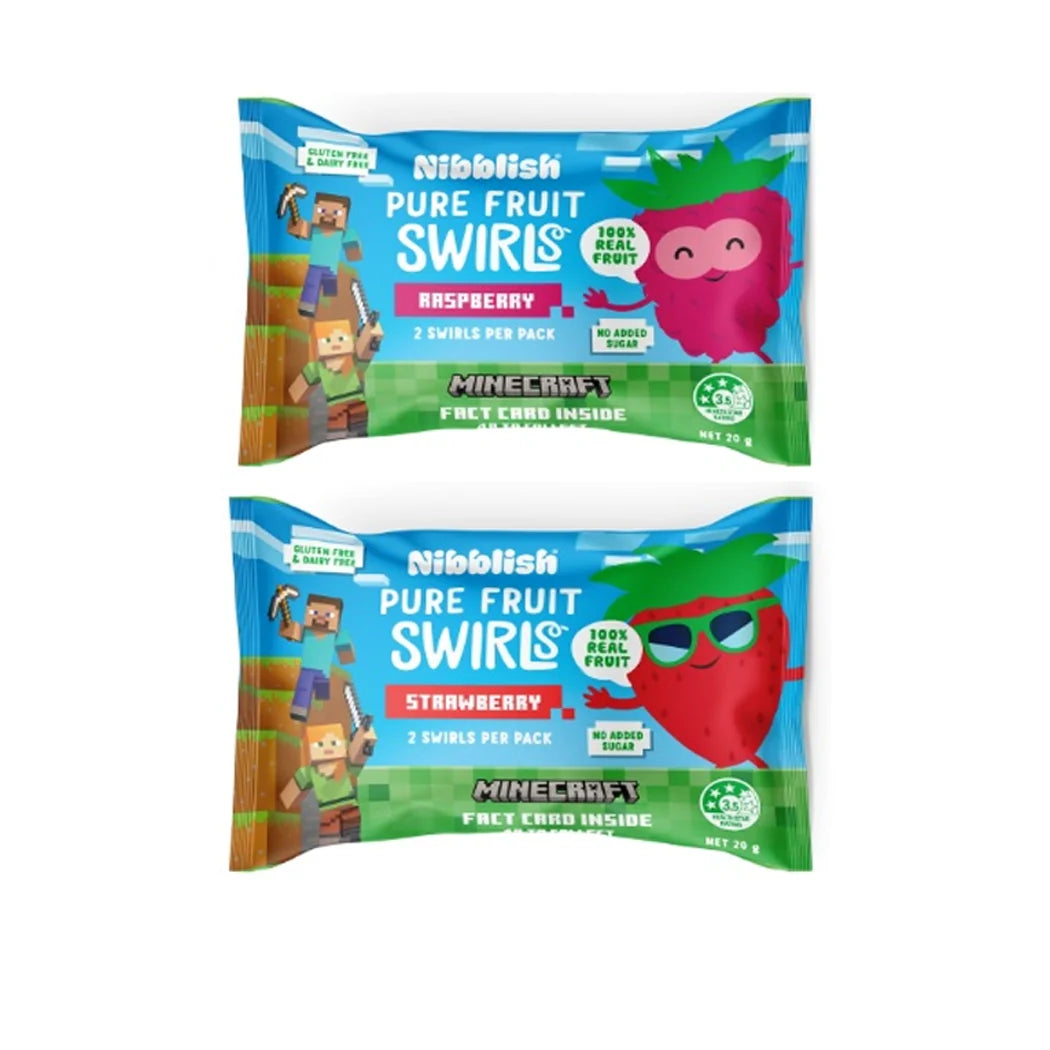 Minecraft Raspberry Pure Fruit Swirls 100g | Nibblish-Nibblish-Matakana Pharmacy
