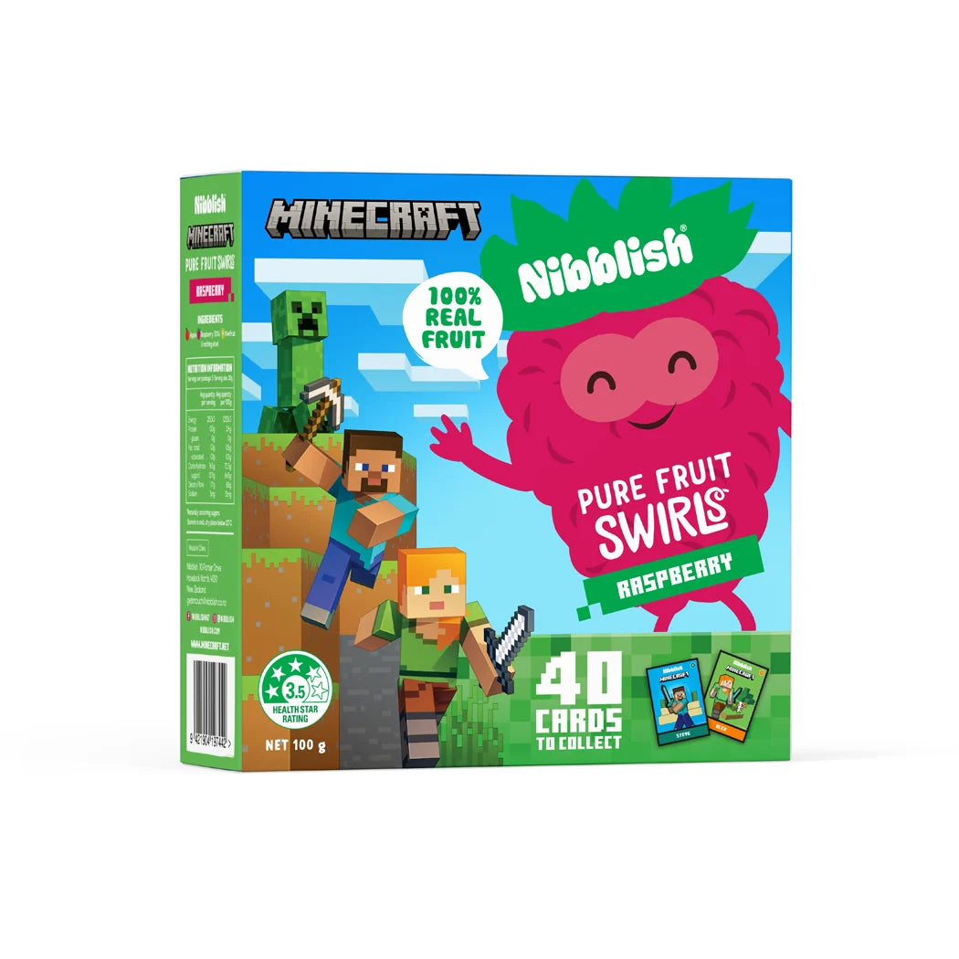 Minecraft Strawberry Pure Fruit Swirls 100g | Nibblish-Nibblish-Matakana Pharmacy