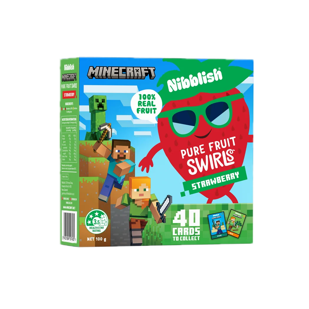 Minecraft Strawberry Pure Fruit Swirls 100g | Nibblish-Nibblish-Matakana Pharmacy