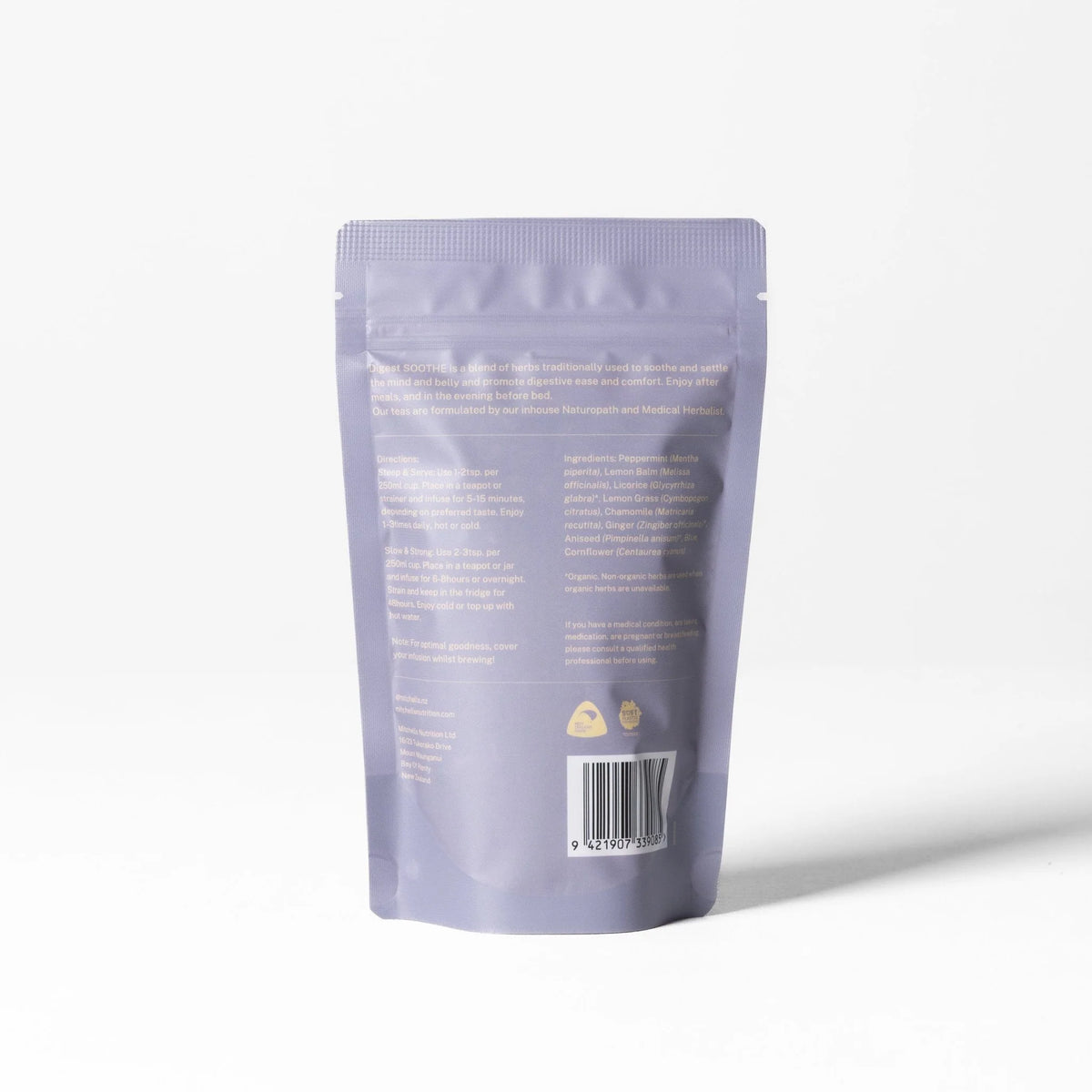 Image of Digest Soothe Botanical Tea Blend 50g back of packet