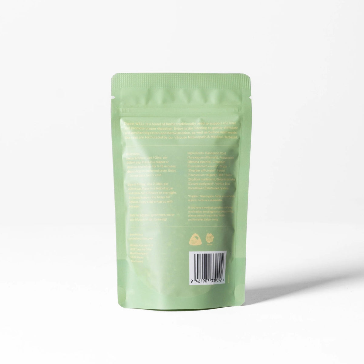 Image of Digest Well Botanical Tea Blend 50g back of packet