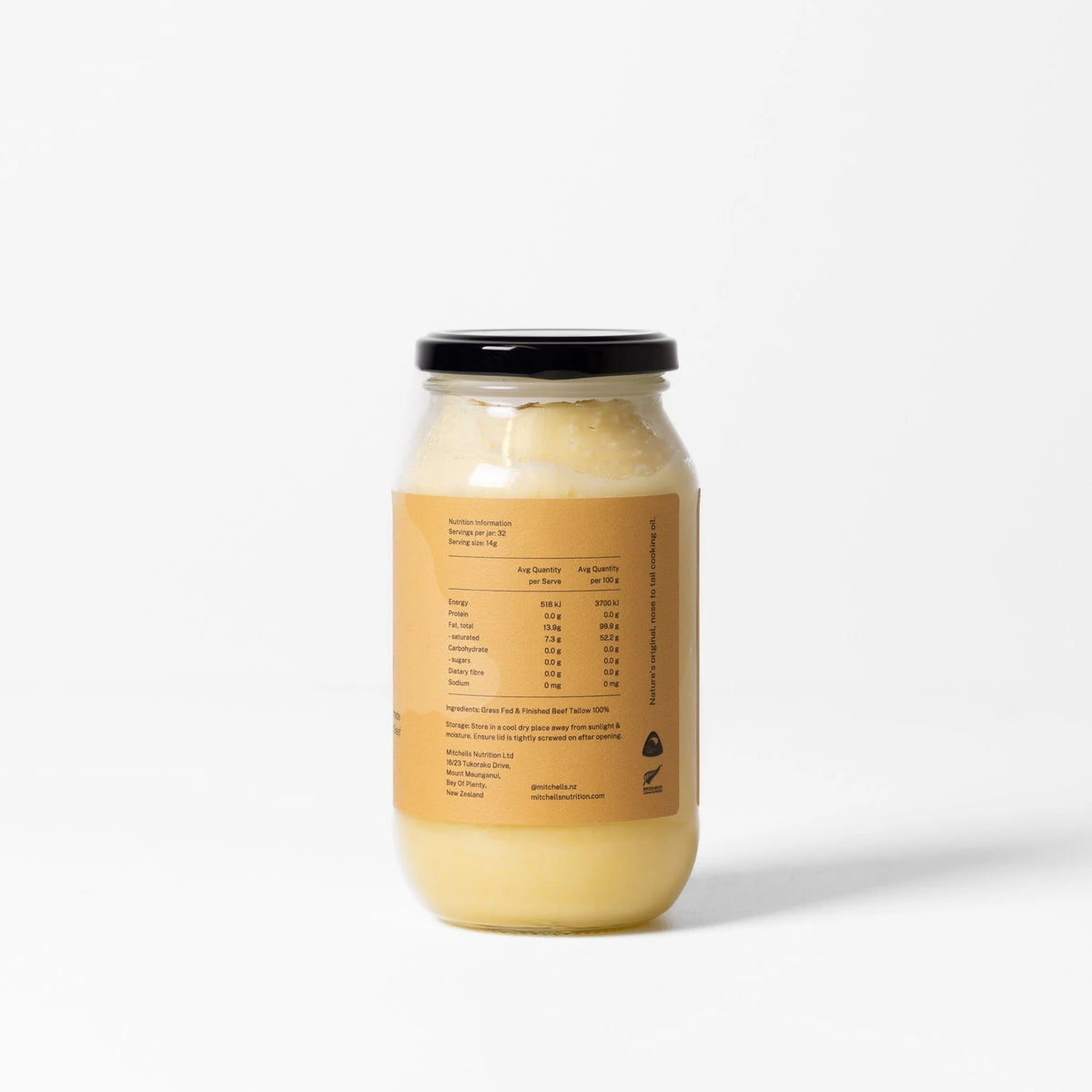 Image of back of jar of Beef Tallow