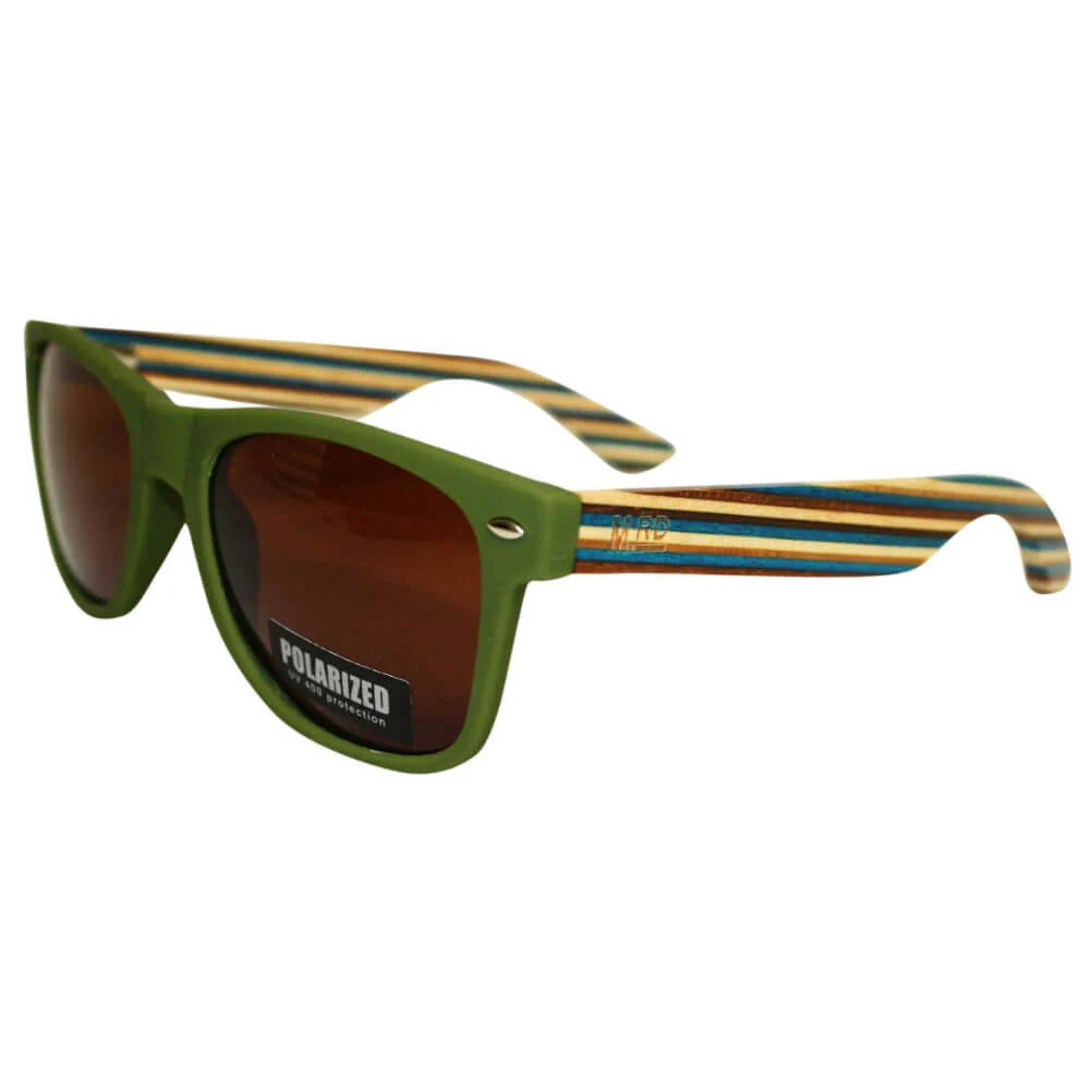 Image of Moana Sunnies 50/50 Green Frames Striped Arms
