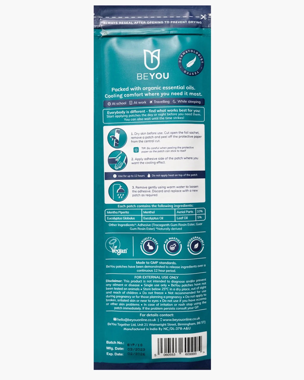 Period Relief Patches 5 Pack-Be You-Matakana Pharmacy