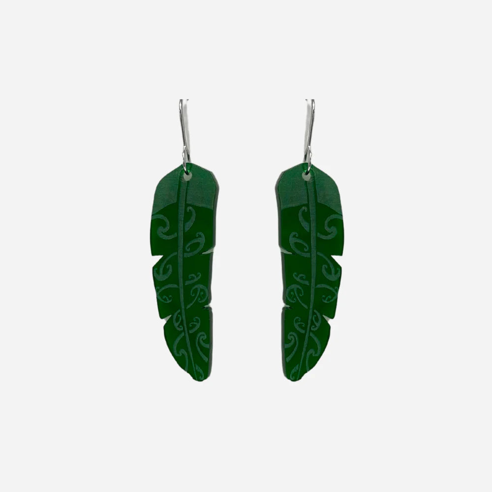 Earrings - Te Raukura Green Clear Large-Nichola-Matakana Pharmacy
