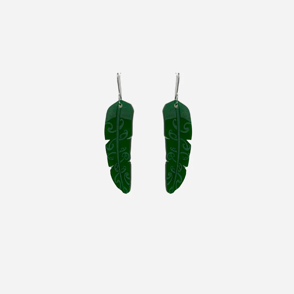 Earrings - Te Raukura Green Clear Small-Nichola-Matakana Pharmacy