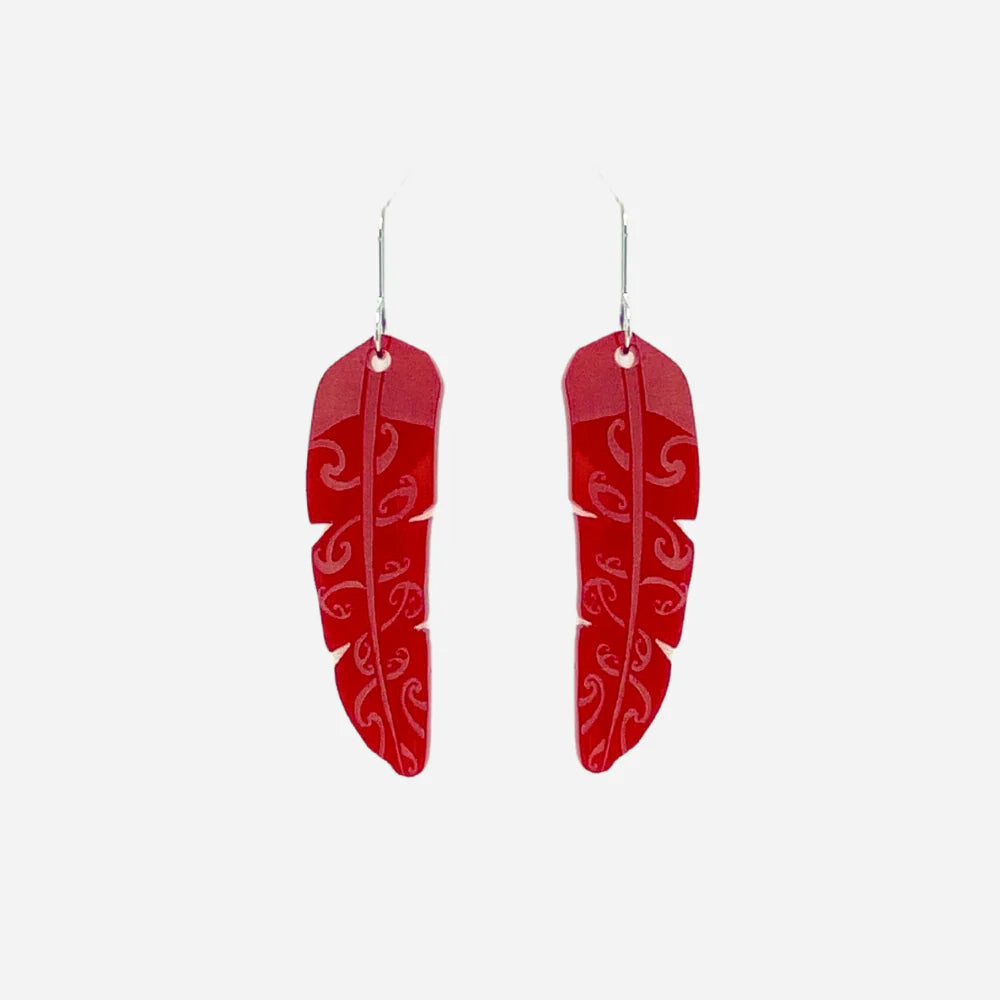 Earrings Te Raukura Red Clear Large-Nichola-Matakana Pharmacy