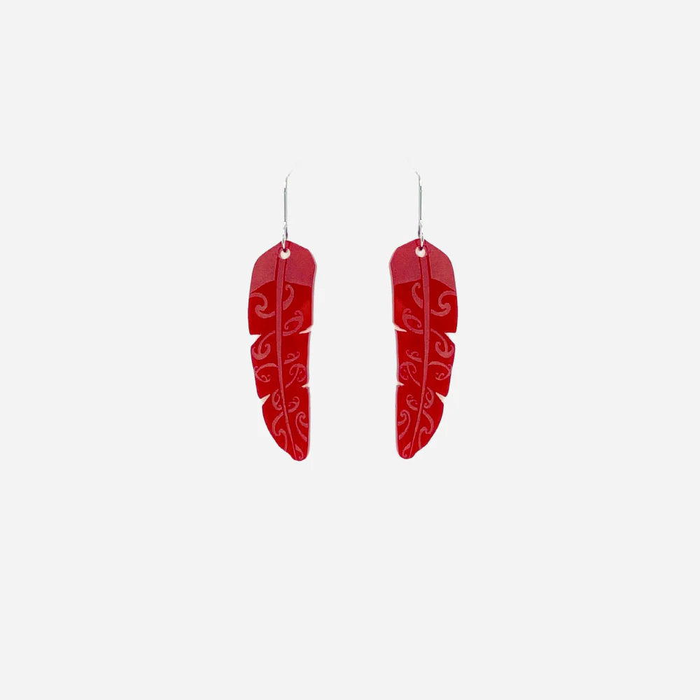 Earrings Te Raukura Red Clear Small-Nichola-Matakana Pharmacy