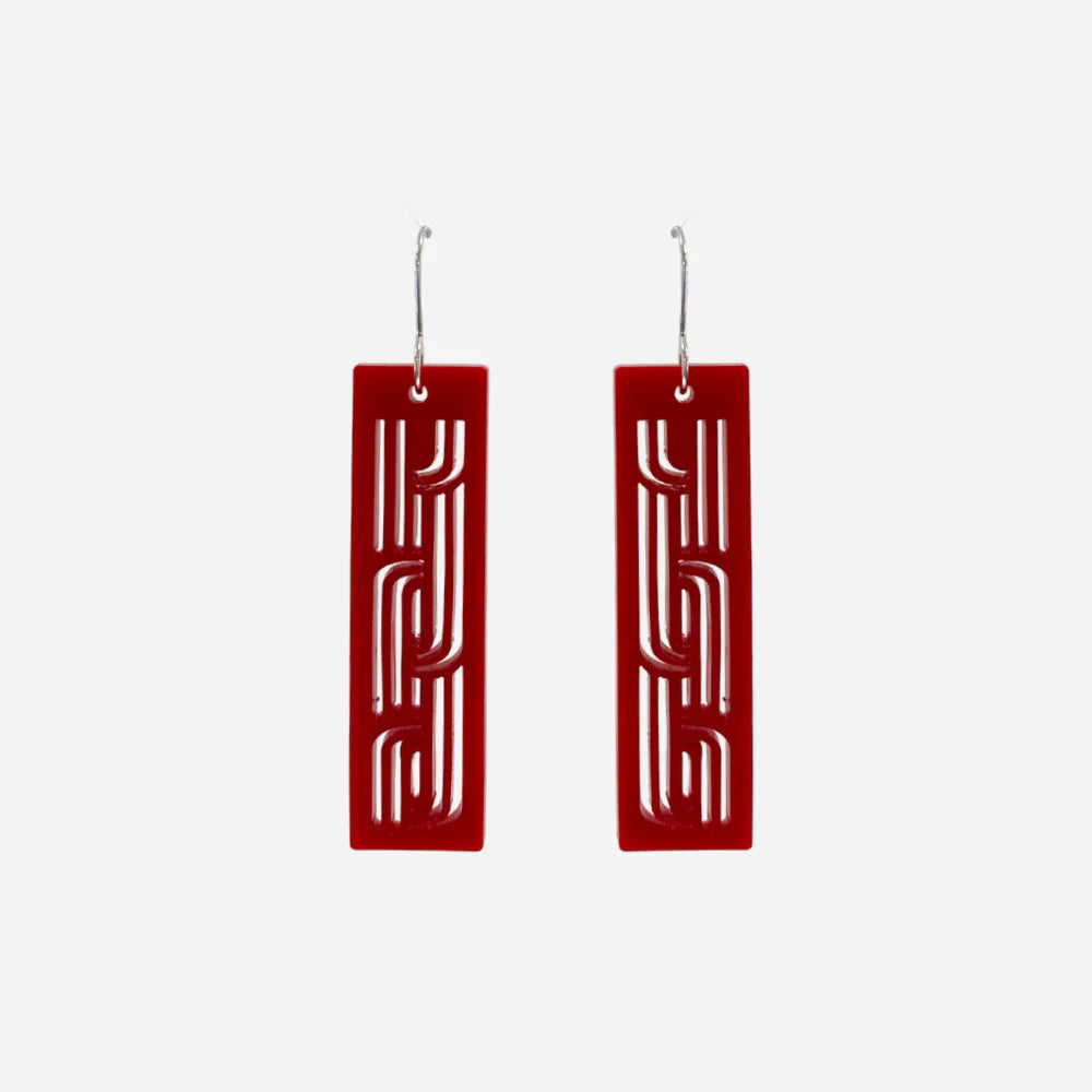 Earrings - Whakarare Red Solid Large-Nichola-Matakana Pharmacy