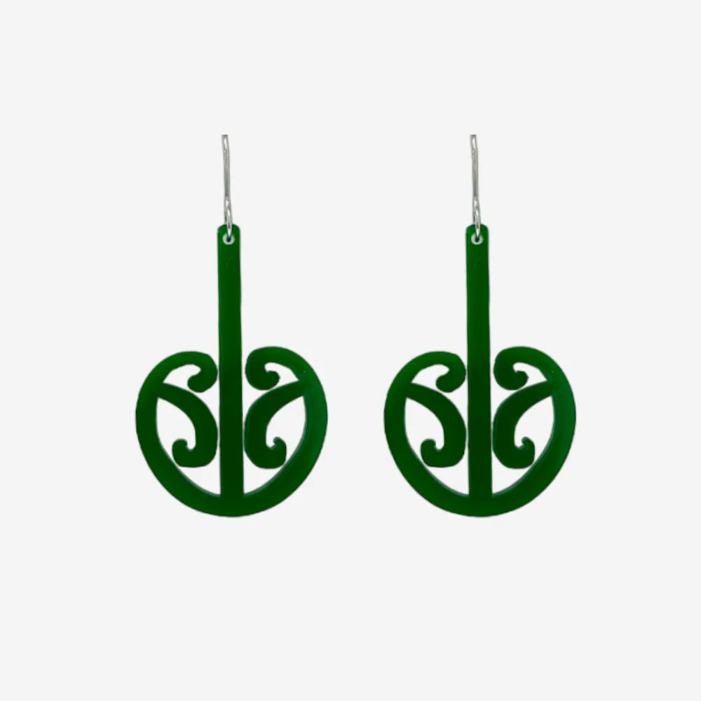 Earrings Mangopare Green Clear Medium-Nichola-Matakana Pharmacy