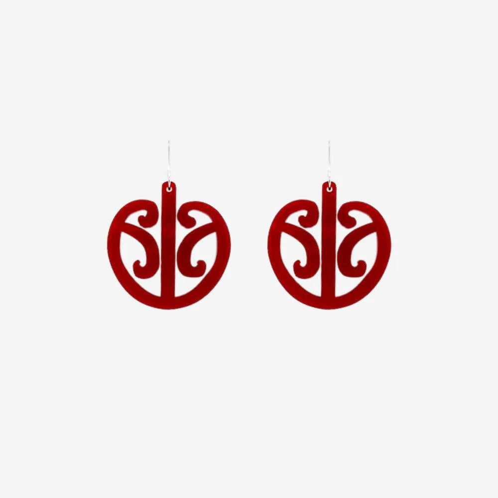 Earrings Mangopare Red Clear Small-Nichola-Matakana Pharmacy