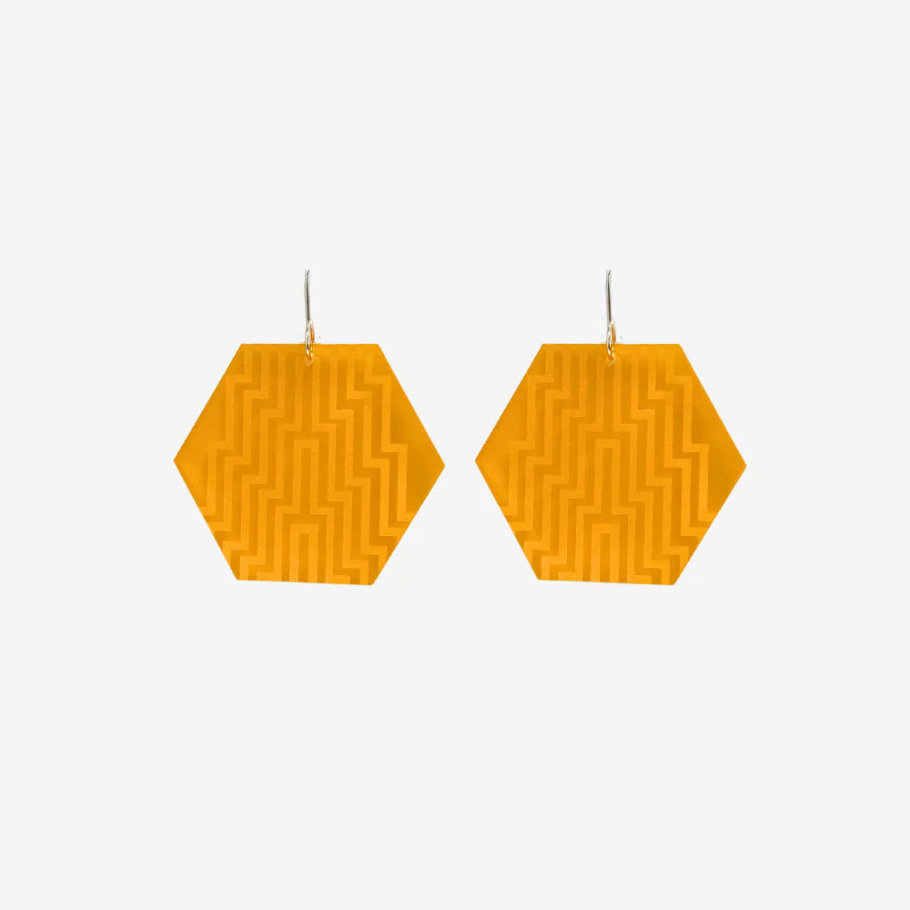 Earrings - Poutama I Orange Clear-Nichola-Matakana Pharmacy