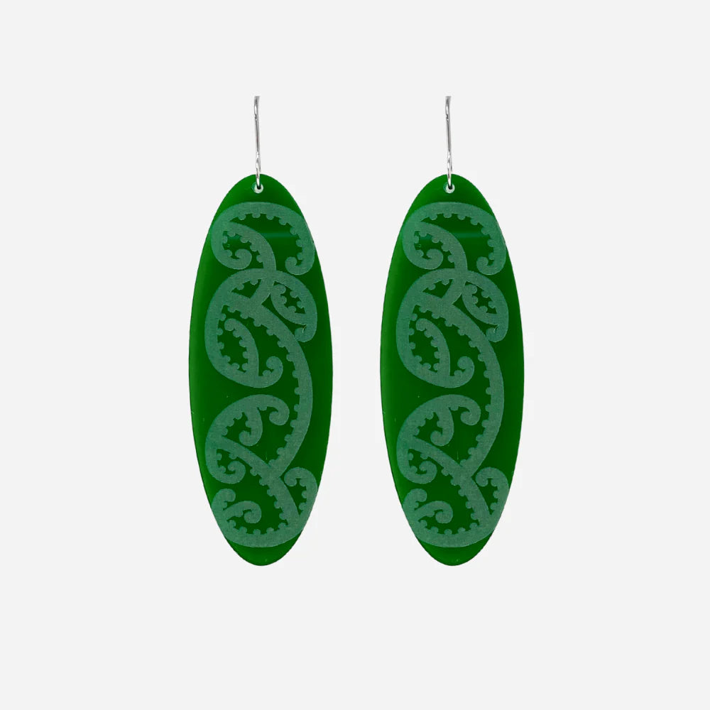 Earrings - Ko?whaiwhai Green Clear-Nichola-Matakana Pharmacy