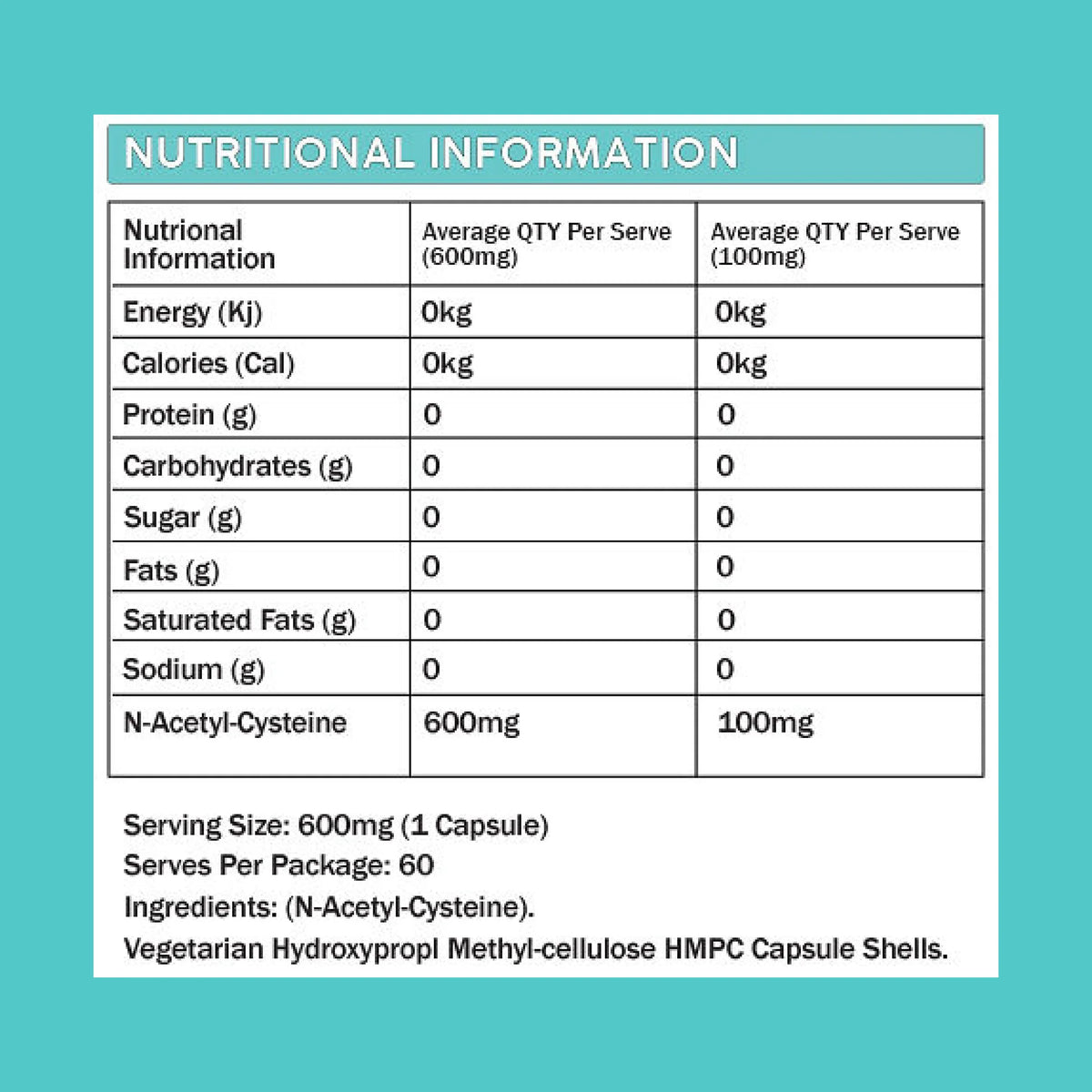 NAC 600mg 60 Capsules-Primabolics-Matakana Pharmacy
