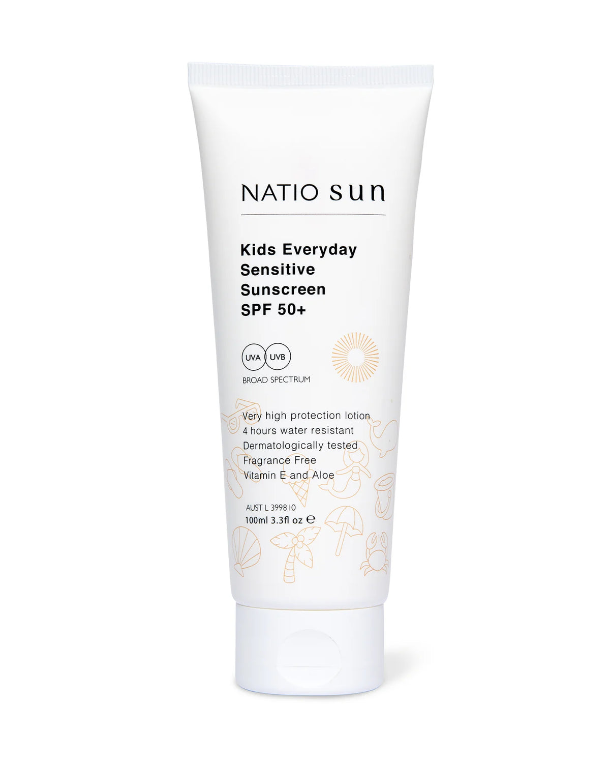 image of NATIO Kids Everyday Sensitive Sunscreen SPF50+ 100ml Tube