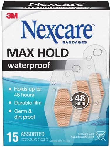 NEXCARE Waterproof Bandage Maximum Hold assorted 15 pack-Matakana Pharmacy
