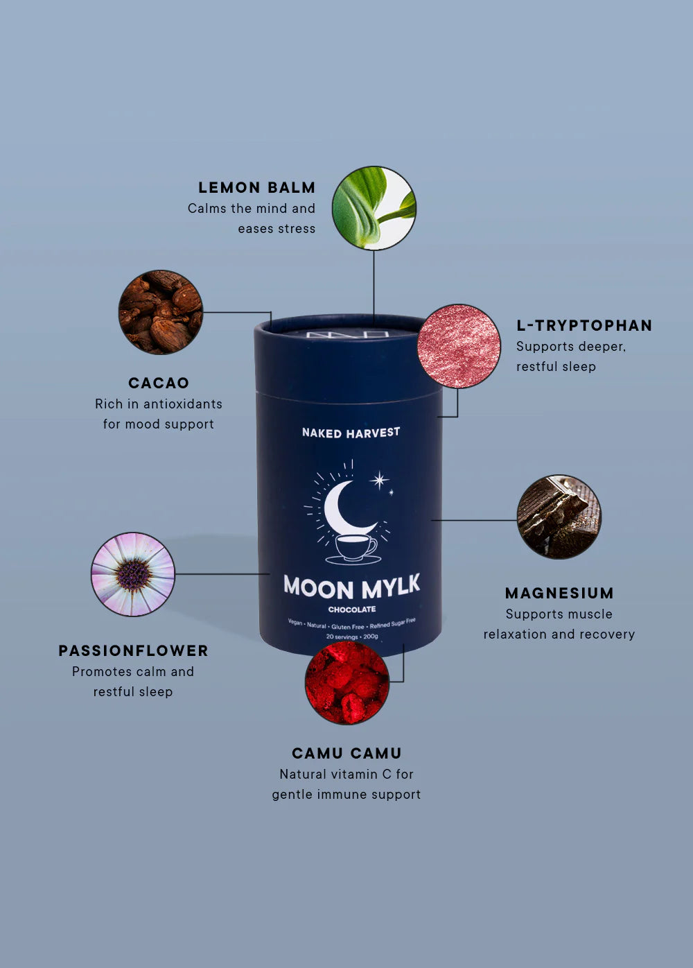 Moon Mylk Chocolate Powder 200g-Nu Harvest-Matakana Pharmacy